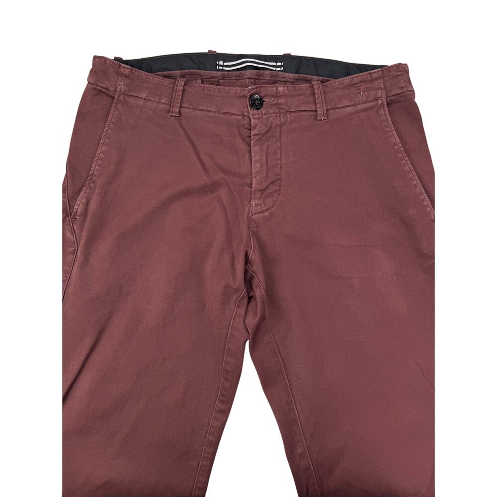 STONE ISLAND Chino Slim Fit Pants Type SK Size 34 Washed Maroon - Picture 3 of 9